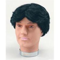80s black mens wig with side parting