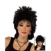 80s black punk rock star wig