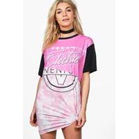 80\'s Spliced T-Shirt Dress - pink