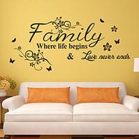 8237 Love Family Quotes Wall Stickers Decorations DIY Home Decals Vinyl Art Room Mural Posters Adesivos De Paredes