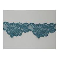 85mm Shaped Floral Nylon Lace Trimming Turquoise