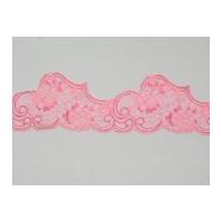 85mm shaped floral nylon lace trimming pink