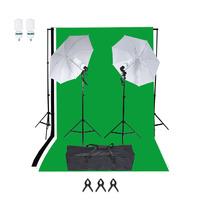 850W Photo Studio Background Lighting Kit Umbrella Backdrop Stand Bulb