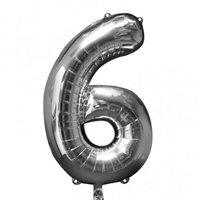 88cm Silver Number 6 Foil Balloon