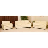 886071L Putty Bonded Leather 3+2+1 Sofa Suite