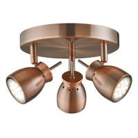 8813CU Jupiter Modern Copper LED 3 Way Ceiling Spotlight