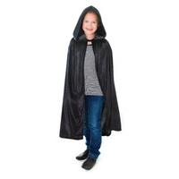 88cm Black Childrens Hooded Velvet Cloak