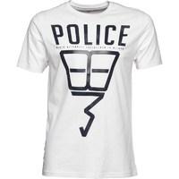 883 Police Mens Robotic T-Shirt White With Navy Print