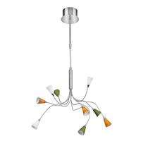 89992 Nico 10 Light Ceiling Pendant With Coloured Glasses