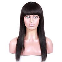 8A unprocessed remy human hair 8-26inches Yaki Straight with Bang full or lace front wigs for African American Women