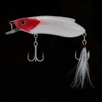 8cm 15g Minow Fishing Lure Hard Bait with Treble Hooks Large Tongue Plate Feather