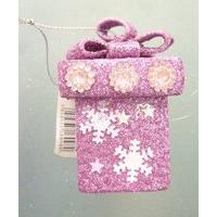 8cm Pink Beautiful Glitter Gift Box Hanging Christmas Decoration /tree Trim