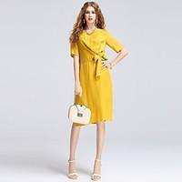 8CFAMILY Women\'s Daily Casual Date Going out Casual/Daily A Line DressSolid Round Neck Midi Knee-length Half Sleeve Polyester Tencel SummerMid