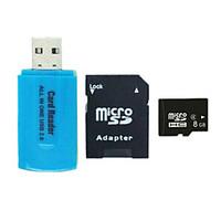 8GB Class 4 MicroSDHC TF Flash Memory Card with SD SDHC Adapter and USB Card Reader
