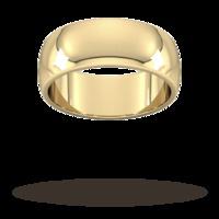 8mm d shape heavy wedding ring in 18 carat yellow gold