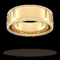 8mm Slight Court Extra Heavy milgrain edge Wedding Ring in 9 Carat Yellow Gold