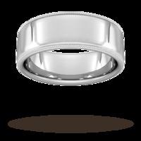 8mm Traditional Court Heavy Milgrain Edge Wedding Ring In 18 Carat White Gold