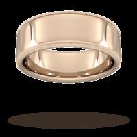 8mm Traditional Court Heavy Milgrain Edge Wedding Ring In 9 Carat Rose Gold