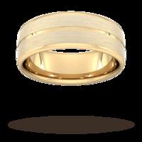 8mm Traditional Court Heavy Centre Groove With Chamfered Edge Wedding Ring In 18 Carat Yellow Gold