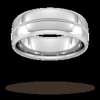 8mm Traditional Court Heavy Milgrain Centre Wedding Ring In 950 Palladium