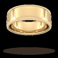 8mm Slight Court Extra Heavy milgrain edge Wedding Ring in 9 Carat Yellow Gold - Ring Size S