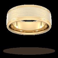 8mm Slight Court Extra Heavy matt centre with grooves Wedding Ring in 9 Carat Yellow Gold - Ring Size P