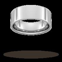 8mm Flat Court Heavy Wedding Ring in 9 Carat White Gold- Ring Size S