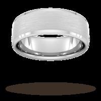 8mm D Shape Heavy polished chamfered edges with matt centre Wedding Ring in 9 Carat White Gold