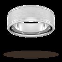 8mm Slight Court Extra Heavy matt centre with grooves Wedding Ring in 950 Palladium - Ring Size R