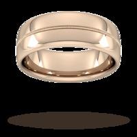 8mm Slight Court Heavy Milgrain Centre Wedding Ring in 9 Carat Rose Gold