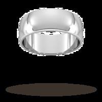 8mm d shape standard wedding ring in 18 carat white gold ring size v