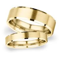 8mm D Shape Heavy polished chamfered edges with matt centre Wedding Ring in 9 Carat Yellow Gold
