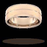 8mm Slight Court Extra Heavy centre groove with chamfered edge Wedding Ring in 9 Carat Rose Gold - Ring Size S