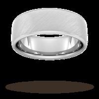8mm Slight Court Extra Heavy diagonal matt finish Wedding Ring in 9 Carat White Gold - Ring Size R