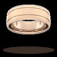 8mm Slight Court Standard matt finish with double grooves Wedding Ring in 18 Carat Rose Gold