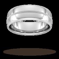 8mm Slight Court Extra Heavy Milgrain Centre Wedding Ring in 18 Carat White Gold - Ring Size S