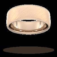8mm Slight Court Extra Heavy diagonal matt finish Wedding Ring in 18 Carat Rose Gold - Ring Size V