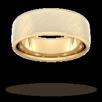 8mm Slight Court Extra Heavy diagonal matt finish Wedding Ring in 18 Carat Yellow Gold - Ring Size V