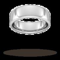 8mm Slight Court Extra Heavy Wedding Ring In 9 Carat White Gold - Ring Size V
