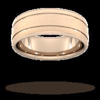 8mm Slight Court Extra Heavy matt finish with double grooves Wedding Ring in 9 Carat Rose Gold - Ring Size Q