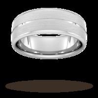 8mm Slight Court Extra Heavy centre groove with chamfered edge Wedding Ring in Platinum - Ring Size U