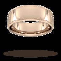 8mm Slight Court Extra Heavy polished finish with grooves Wedding Ring in 9 Carat Rose Gold - Ring Size V