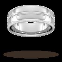 8mm Slight Court Extra Heavy Grooved polished finish Wedding Ring in Platinum - Ring Size U