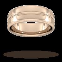 8mm Slight Court Extra Heavy Grooved polished finish Wedding Ring in 9 Carat Rose Gold - Ring Size S