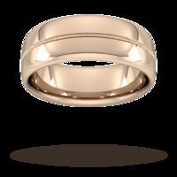 8mm Slight Court Extra Heavy Milgrain Centre Wedding Ring in 18 Carat Rose Gold - Ring Size V