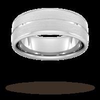 8mm Slight Court Extra Heavy centre groove with chamfered edge Wedding Ring in 950 Palladium - Ring Size U