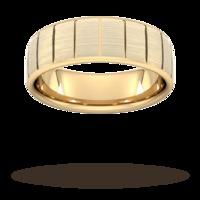 8mm Flat Court Heavy Vertical Lines Wedding Ring In 18 Carat Yellow Gold