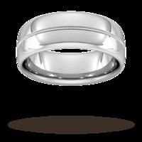 8mm Slight Court Standard Milgrain Centre Wedding Ring in 18 Carat White Gold