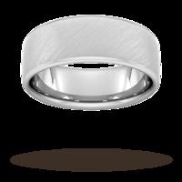 8mm Traditional Court Heavy diagonal matt finish Wedding Ring in 9 Carat White Gold