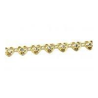 8mm Heart Diamante Trimming Gold